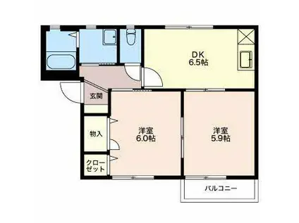 シャーメゾンベルドミール(2DK/1階)の間取り写真