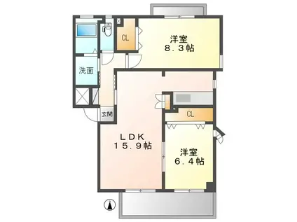 プレヴァンス野並(2LDK/2階)の間取り写真