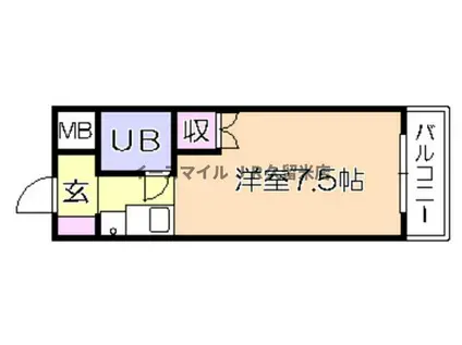 豊国スカイマンション久留米南(ワンルーム/2階)の間取り写真