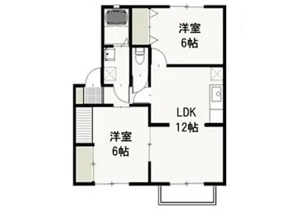 ファーム・ヴィレッジC(2LDK/2階)の間取り写真