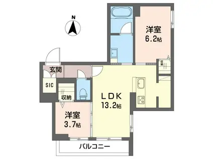 シャーメゾン小仲台(2LDK/3階)の間取り写真