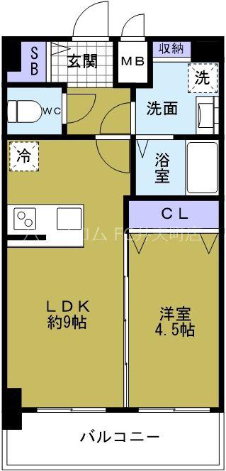ベイサイドパークOSAKAノースレジデンシス(1LDK/11階)の間取り写真