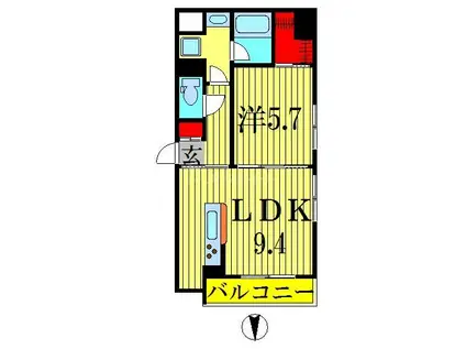 コンフォリア錦糸町(1LDK/3階)の間取り写真
