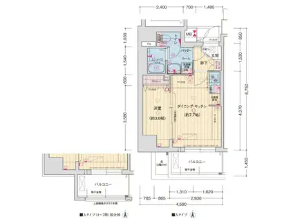 ASCLAIRE京都西院(1DK/3階)の間取り写真