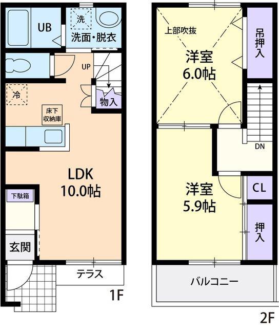 PROFIA A棟(2LDK/1階)の間取り写真