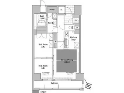 プライムメゾン高見(2LDK/1階)の間取り写真