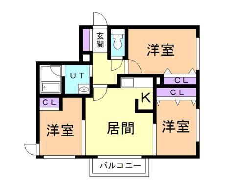 JMMS新光参番館(3LDK/2階)の間取り写真
