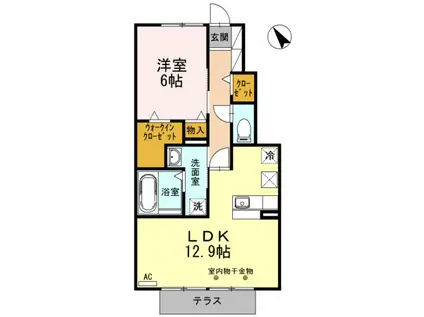 アゼリア岸岡(1LDK/1階)の間取り写真