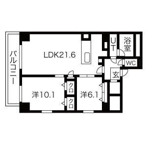 JMFレジデンス名駅南(2LDK/2階)の間取り写真