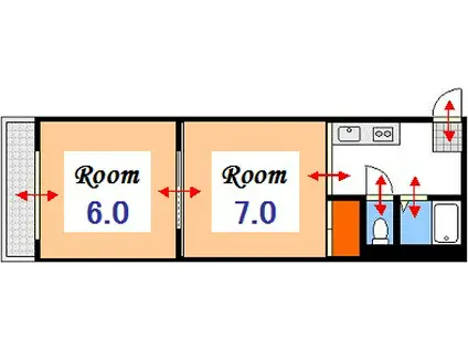グランラビータ中仙道(2K/2階)の間取り写真