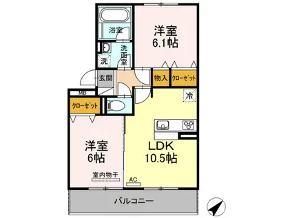 アリエッタ(2LDK/2階)の間取り写真