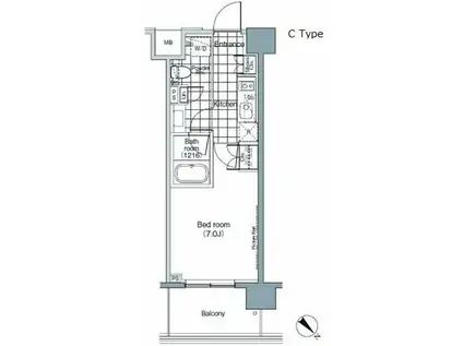 パークハビオ赤坂(1K/8階)の間取り写真