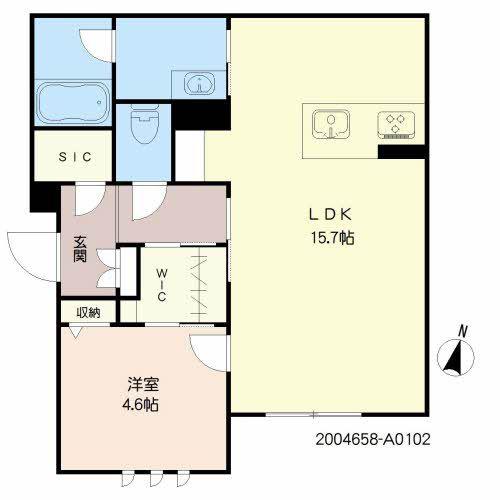 CASA FELICE 水前寺(1LDK/1階)の間取り写真