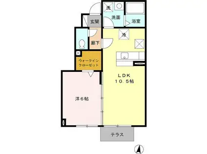 グランモア泉野III(1LDK/1階)の間取り写真