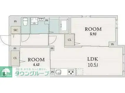 エルファーロ駒沢公園I(2LDK/4階)の間取り写真