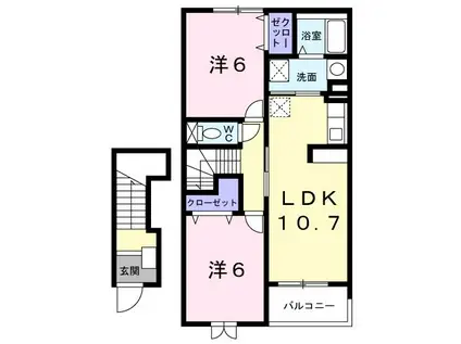 ジャン・ピュールVI(2LDK/2階)の間取り写真