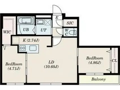 ラクラス大通東(2LDK/4階)の間取り写真
