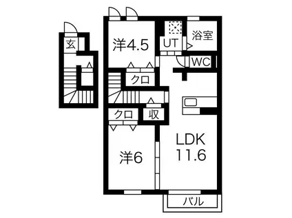シャルム・ヴィラ(2LDK/2階)の間取り写真