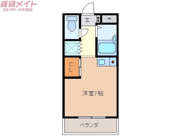 ラフレシール山城(ワンルーム/4階)の間取り写真