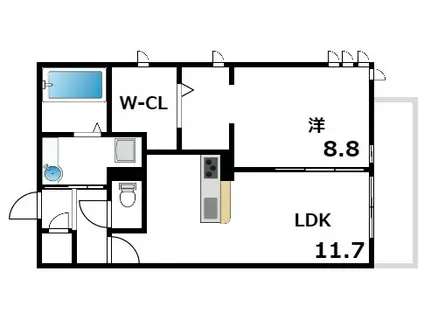 RAFFINATO東灘(1LDK/3階)の間取り写真
