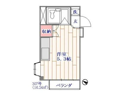 パレス調布ヶ丘(ワンルーム/3階)の間取り写真