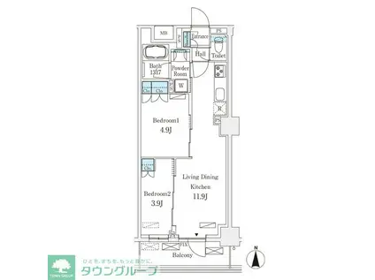 フロンティアレジデンス錦糸公園(2LDK/6階)の間取り写真