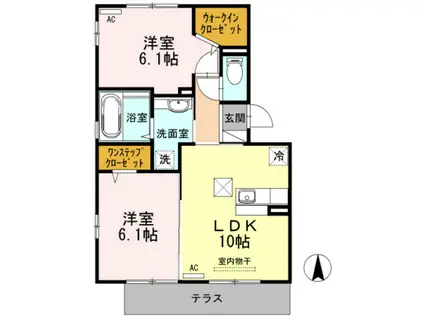 ソレイユA棟(2LDK/1階)の間取り写真