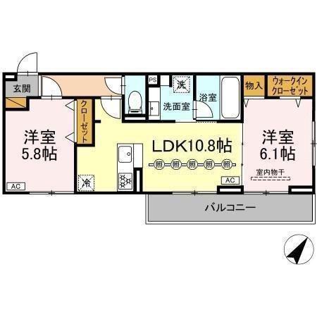 プラヴール(2LDK/2階)の間取り写真