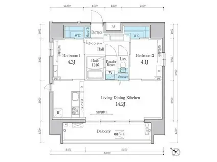 デュオメゾン文京白山(2LDK/10階)の間取り写真