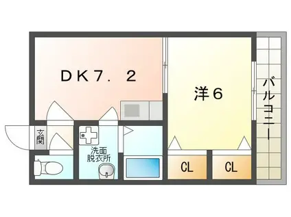 ハーミッツセル門真(1DK/3階)の間取り写真