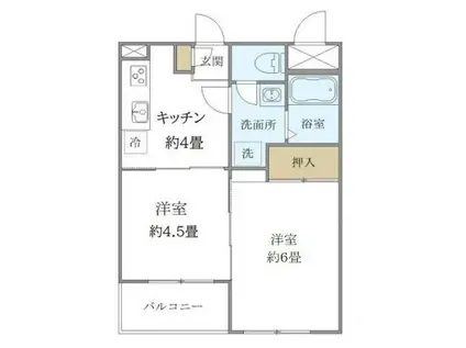 フォルス船橋I(2K/1階)の間取り写真