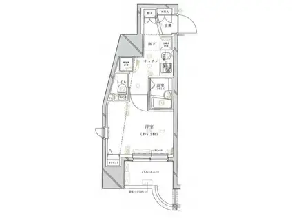 クレイシア旗の台(1K/3階)の間取り写真