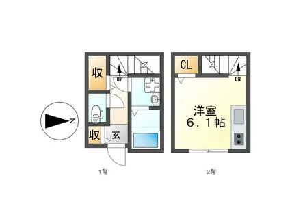 LECOCON岩塚(ワンルーム/2階)の間取り写真