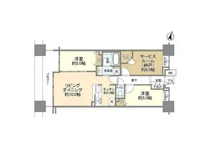 クレストシティータワーズ横浜(2SLDK/2階)の間取り写真