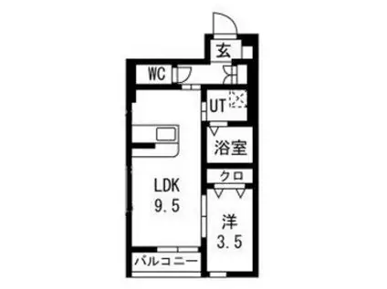 PIA蒲町II(1LDK/1階)の間取り写真