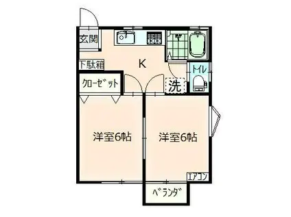 ミナトハイツ(2DK/2階)の間取り写真