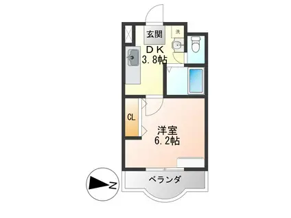 ドリームパレス荒楯(1K/3階)の間取り写真