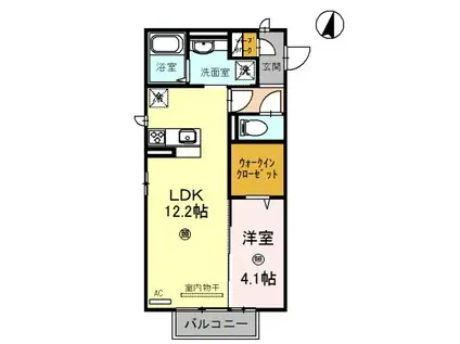 岩出ヒルズ III(1LDK/2階)の間取り写真