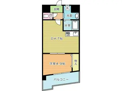 IL PALAZZO DEL SOLEイル・パラッツォ・デル・ソーレ(1DK/5階)の間取り写真