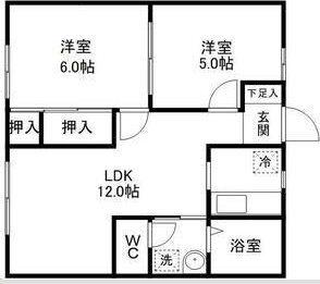 STグリーンヒルズB棟(2LDK/1階)の間取り写真