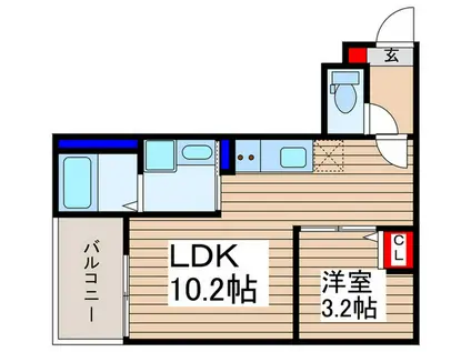 砂新田AP II(1LDK/2階)の間取り写真
