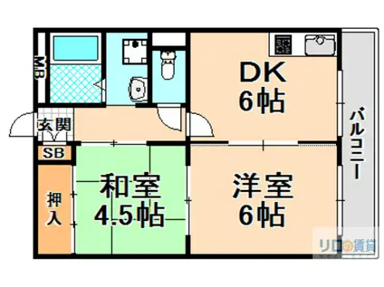 中島マンション(2DK/3階)の間取り写真