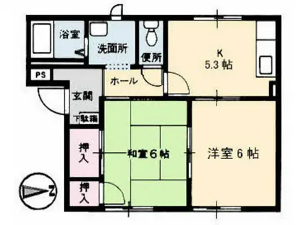 ケイエム段原南(2K/1階)の間取り写真