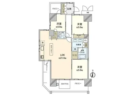 ロイヤルガーデンシティ学南町(4LDK/3階)の間取り写真