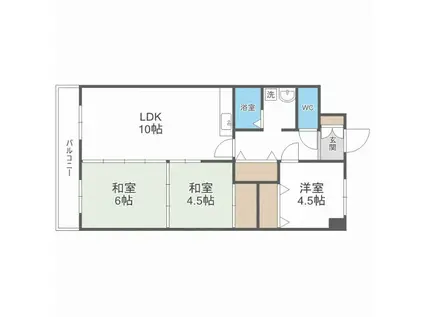 ハイツディオネ(3LDK/6階)の間取り写真