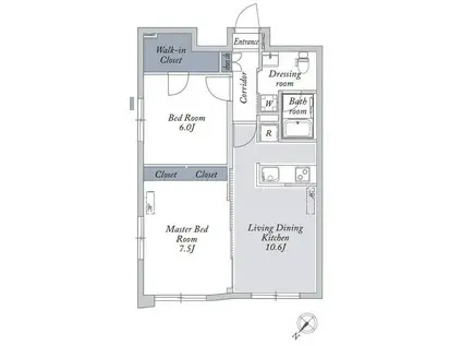 ラドゥセール文京大塚(2LDK/4階)の間取り写真