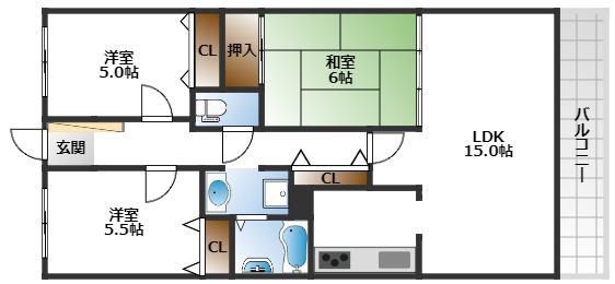 アコール隆豊(3LDK/7階)の間取り写真