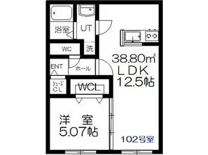 ピノ・ノワール(1LDK/2階)の間取り写真