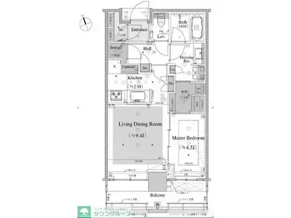 GLOBAL FRONT TOWER(1LDK/3階)の間取り写真