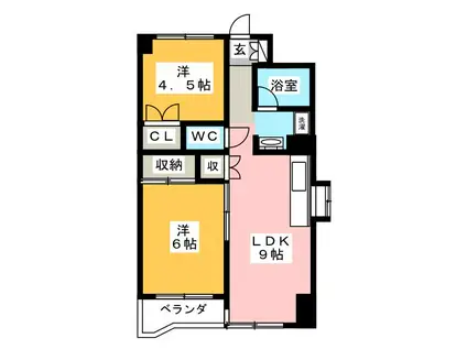 グレース秀和(2LDK/5階)の間取り写真